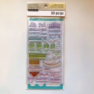 RECOLLECTIONS Planner Accessories Cling Rubber Stamp + Stencil Set (34 Pc)